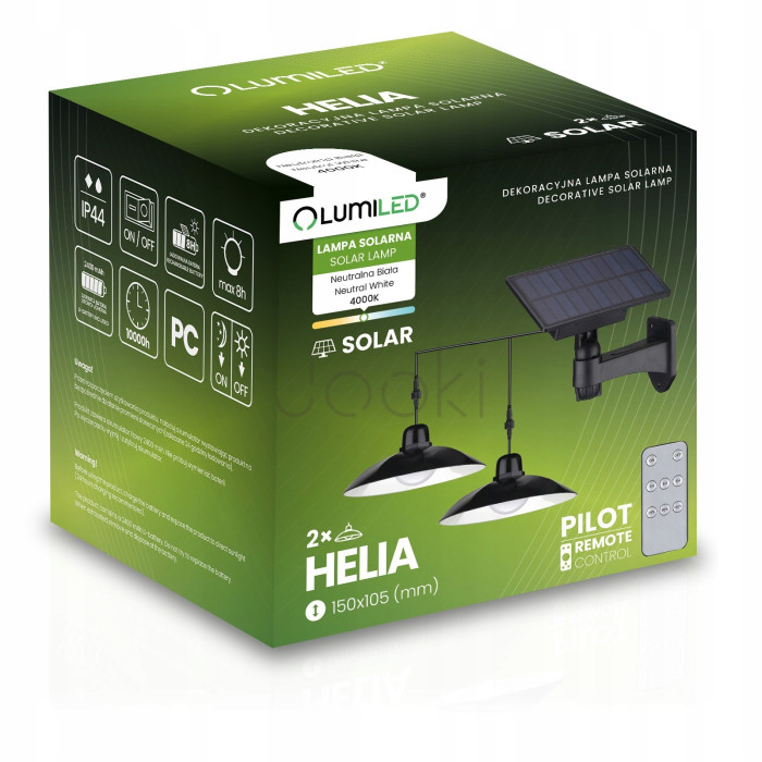 Двойная подвесная LED-люстра для сада – солнечный светильник Lumiled Atris, нейтральный белый свет 4000K, пульт, датчик сумерек, IP44