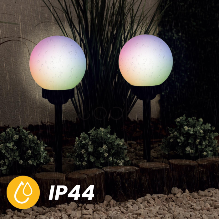 Набор 4шт садовых LED шаров 15см с цветным RGB светом, светильник на солнечной батарее — Lumiled Atris