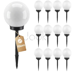 Набор белых садовых LED-шаров 10см на солнечной батарее 12шт — SmartLED, холодный свет 6500K, IP44