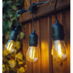 Садова гірлянда 20м з 20 LED-лампами E27 — зовнішнє декоративне освітлення з можливістю з'єднання, SuperLED