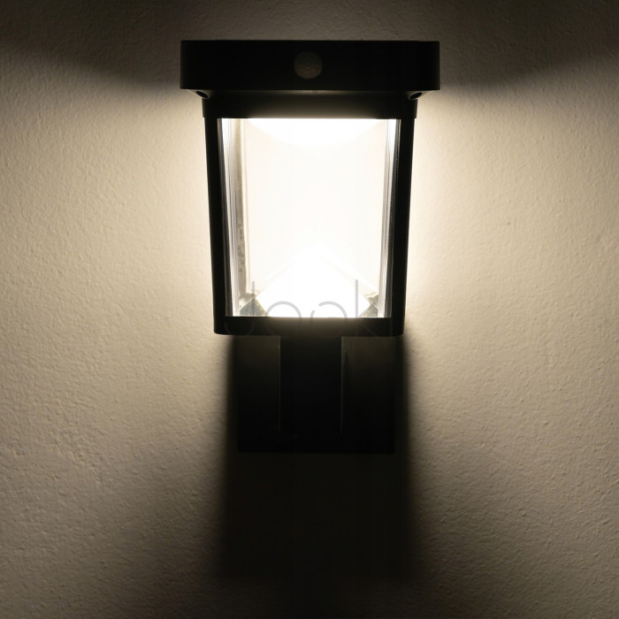 Сонячний настінний LED-світильник Lumiled Mulion з датчиком руху та сутінків — біле світло 4000 K, IP44, для входу, фасаду