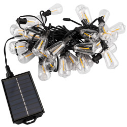 Солнечная садовая гирлянда 30 LED-фонариков+2шт в подарок, 9,8 м, теплый свет 2700 K, IP44, с пультом, солнечной и USB-зарядкой, Lumiled Pyris