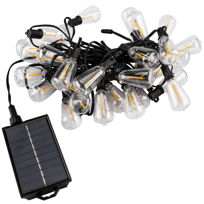 Солнечная садовая гирлянда 30 LED-фонариков+2шт в подарок, 9,8 м, теплый свет 2700 K, IP44, с пультом, солнечной и USB-зарядкой, Lumiled Pyris