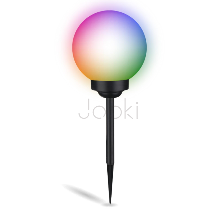 Садова декоративна RGB куля 20 см Lumiled серії Atris — LED світильник на сонячній батареї, IP44