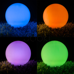 Садова декоративна RGB куля 20 см Lumiled серії Atris — LED світильник на сонячній батареї, IP44