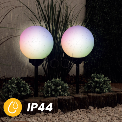 Садова декоративна RGB куля 20 см Lumiled серії Atris — LED світильник на сонячній батареї, IP44