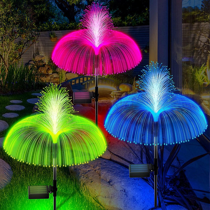Садова сонячна LED-лампа «Медуза» - RGB, із датчиком сутінок, IP65, SuperLED