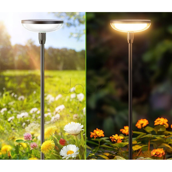 Сонячна садова LED лампа-грибок SuperLED 76 см 3000K декоративна підсвітка, кругла, набір 4шт