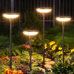 Сонячна садова LED лампа-грибок SuperLED 76 см 3000K декоративна підсвітка, кругла, набір 4шт