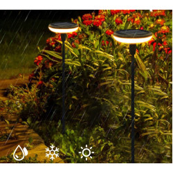 Сонячна садова LED лампа-грибок SuperLED 76 см 3000K декоративна підсвітка, кругла, набір 4шт