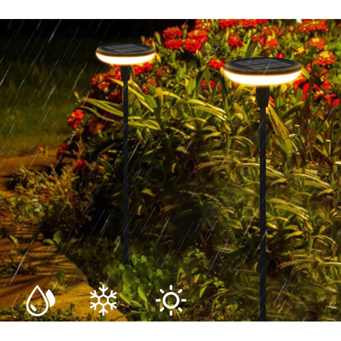 Сонячна садова LED лампа-грибок SuperLED 76 см 3000K декоративна підсвітка, кругла, набір 4шт