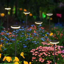 Сонячна садова LED лампа-грибок SuperLED 76 см 3000K декоративна підсвітка, кругла, набір 4шт