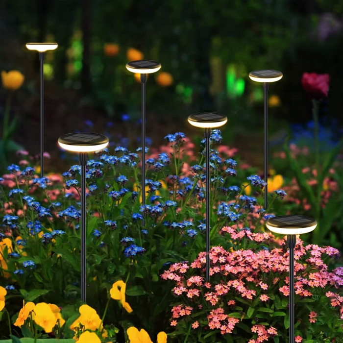 Сонячна садова LED лампа-грибок SuperLED 76 см 3000K декоративна підсвітка, кругла, набір 4шт