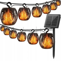 Гірлянда сонячна 20 лампочок SuperLED Flame з ефектом світла полум’я, IP65
