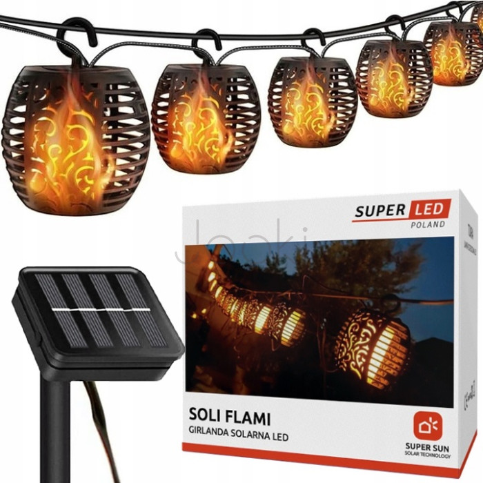 Гірлянда сонячна 20 лампочок SuperLED Flame з ефектом світла полум’я, IP65