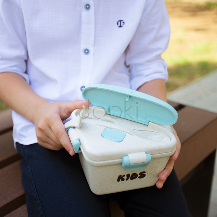 Ланч бокс “Ecosapien Kids” з екоматеріалу, бірюзовий 750 мл.