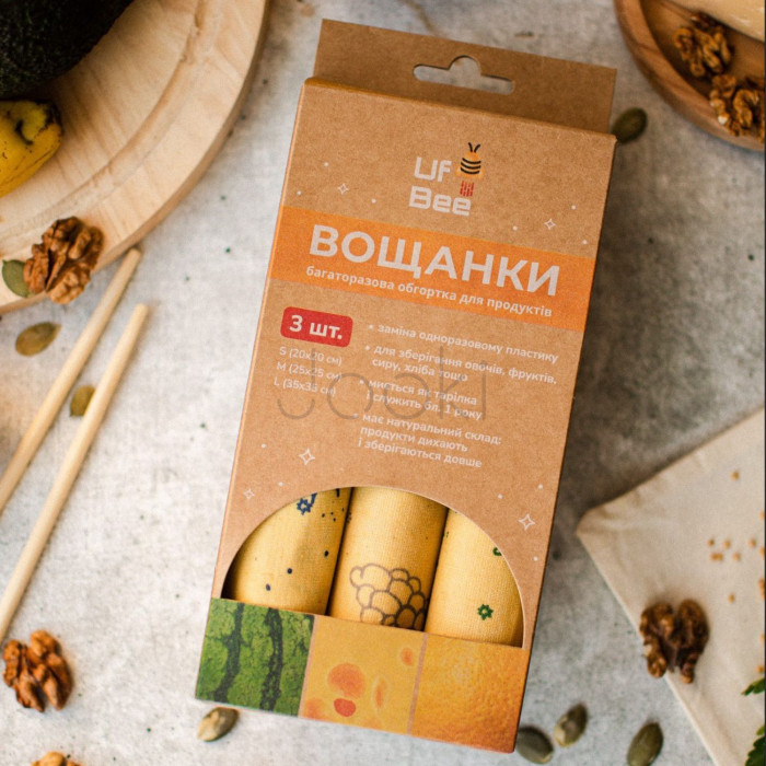 Многоразовая восковая обертка для продуктов размер "L" 35х35 см