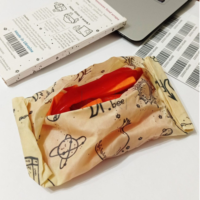 Многоразовая восковая обертка для продуктов размер "М" 25×25 см