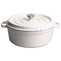 Кокотница чугунная эмалированная 7,5 л, бежевый Yiwu HP-FLG-7 WHITE