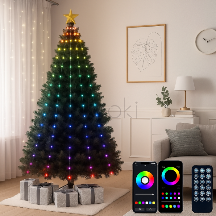Умная гирлянда Smart 200 LED длина 2 м с управлением со смартфона прозрачная, мультиколор  Jooki 