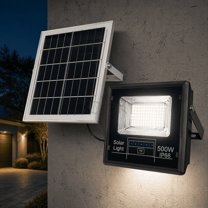 Вуличний LED ліхтар прожектор світлодіодний вуличний 418 LED 500 Вт із сонячною панеллю HP-5-77 Для комфорту кожного дня 