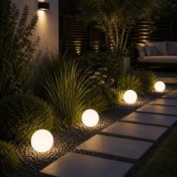 Набор садовых LED-шаров 15см на солнечной батарее 4шт — Lumiled Atris, холодный свет 6500K, IP44