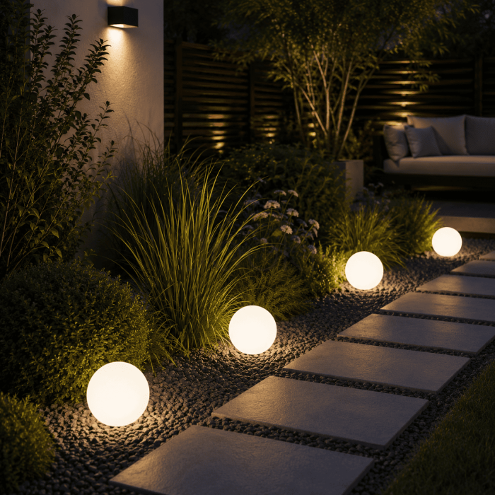 Набор садовых LED-шаров 15см на солнечной батарее 4шт — Lumiled Atris, холодный свет 6500K, IP44