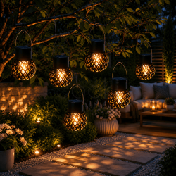 Набор из 6 подвесных солнечных ламп SuperLED Flame Ball – декоративное LED-освещение с эффектом пламени, IP44