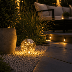 Садовый светильник-шар на солнечной батарее Lumiled GLORIS, 20 см, 3000K, IP44