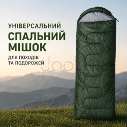Спальный мешок водонепроницаемый с капюшоном, хаки