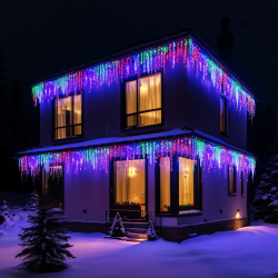 Уличная гирлянда бахрома 25 (м) 405 led светодиодов наружная мультиколор черный провод  Jooki