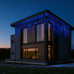 Уличная гирлянда бахрома 25 (м) 405 led светодиодов наружная голубая черный провод  Jooki