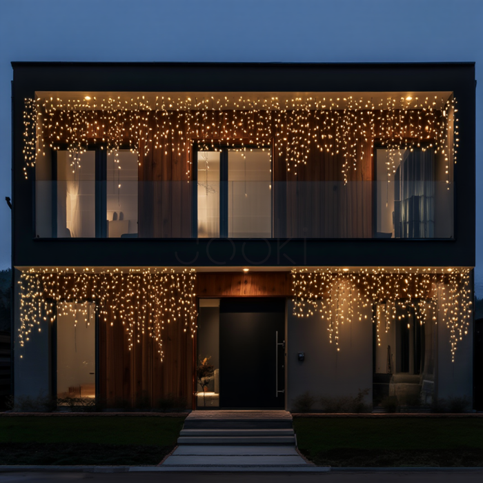 Уличная гирлянда бахрома 25 (м) 405 led светодиодов наружная желтая черный провод Твой стильный выбор 