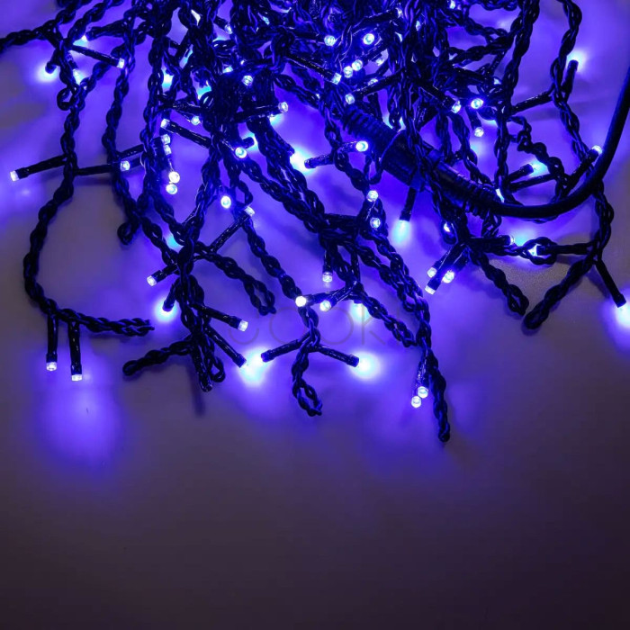 Вулична гірлянда бахрома 12 м 200 led чорний провід Синій 12MBBL  Jooki