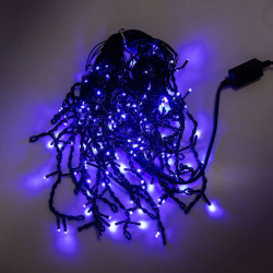 Вулична гірлянда бахрома 12 м 200 led чорний провід Синій 12MBBL  Jooki