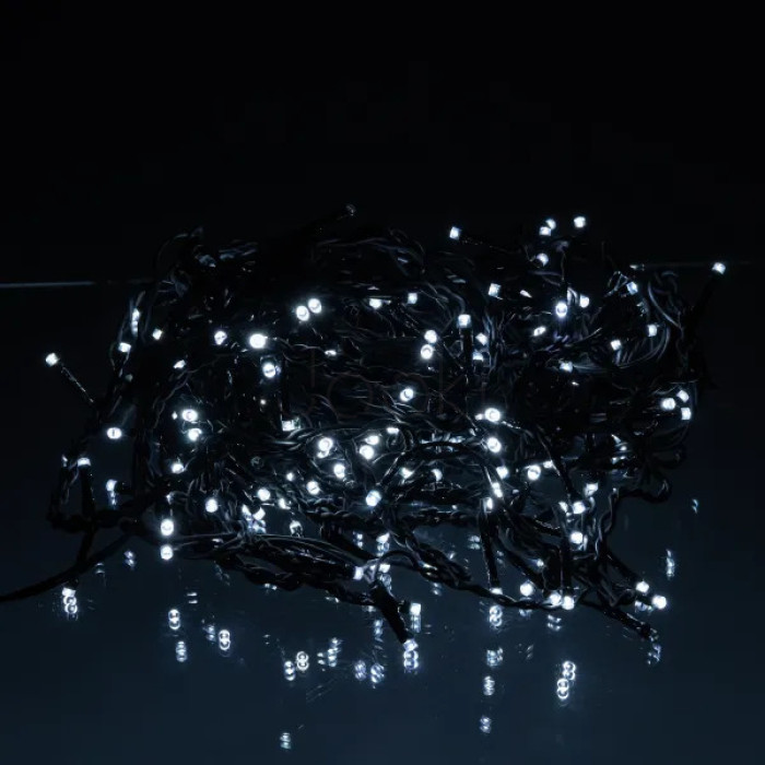 Вулична гірлянда бахрома 12 м 200 led чорний провід чорний провід Білий 12MBW Практичне рішення Jooki