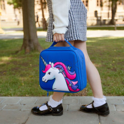 Термосумка для обедов 3D "Unicorn" водонепроницаемая, детская синяя. УЦЕНКА